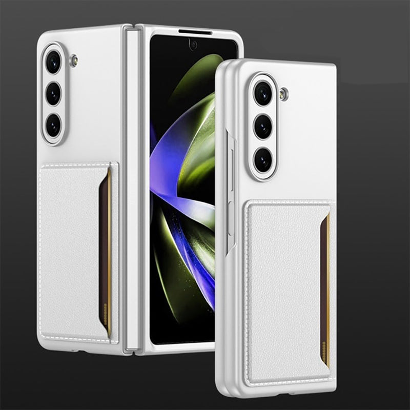 Galaxy Z Fold5 With Card Holder Leather Stand Protective Case