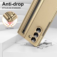 Load image into Gallery viewer, Galaxy Z Fold Series Premium Plating Leather Case with Stylus Holder & Tempered Glass Protection
