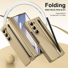 Load image into Gallery viewer, Galaxy Z Fold Series Premium Plating Leather Case with Stylus Holder & Tempered Glass Protection