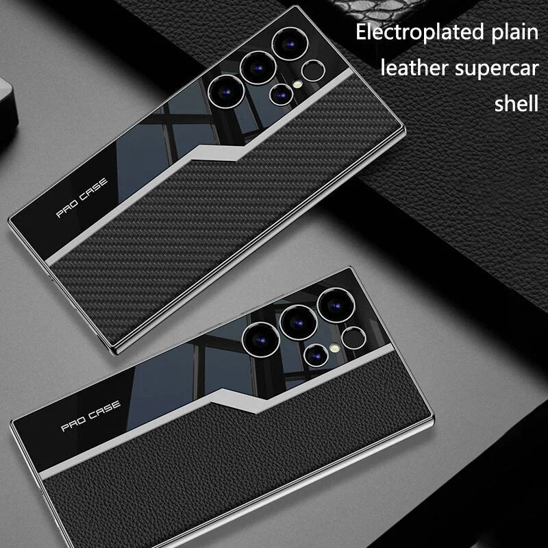 Galaxy S23 Ultra Thin Electroplated Leather Shockproof Blade Case