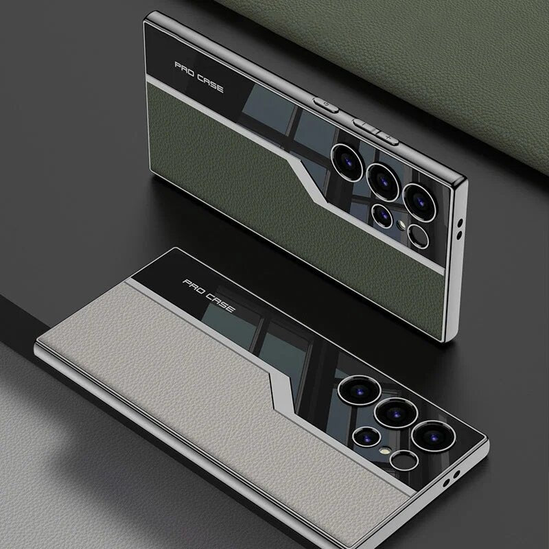 Galaxy S23 Ultra Thin Electroplated Leather Shockproof Blade Case