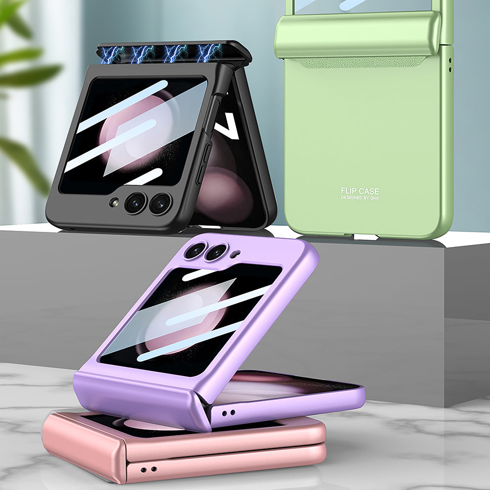 Galaxy Z Flip5 Magnetic Hinge Full Protection With Front Glass Case