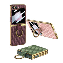 Load image into Gallery viewer, Galaxy Z Flip6 Luxury Leather Folding with Ring Stand Back Case
