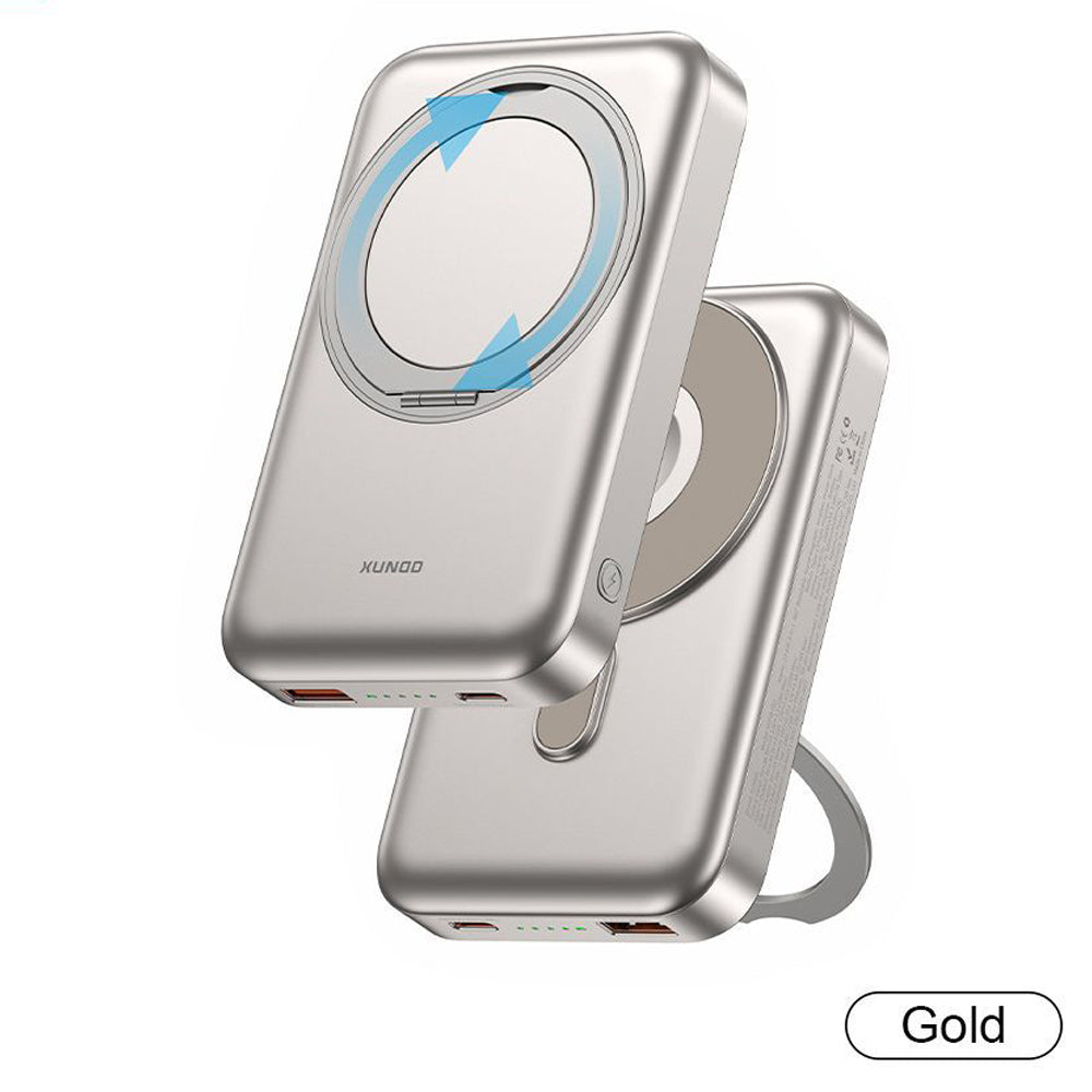 XUNDO 3-in-1 Rotatable Stand Magnetic Power Bank – 10000mAh, 20W Fast Charging | Wireless Power Bank for Phone, Earphone & Watch
