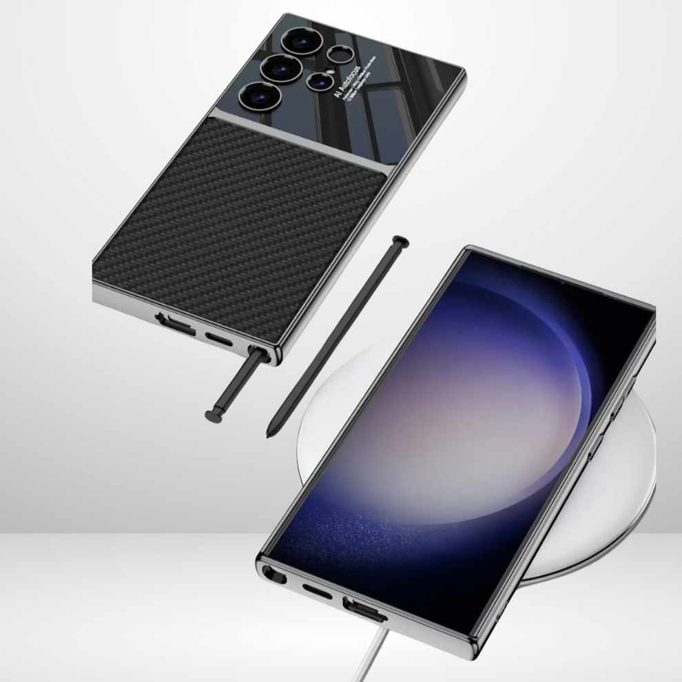 Galaxy S24 Ultra Luxury Carbon Leather with Camera Protection Stylonic Protective Case