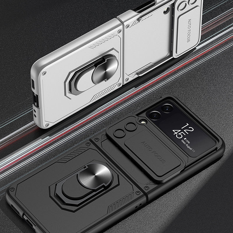 Galaxy Z Flip4 Slide Lens Camera Protective Armor Ring Holder Bracket Case