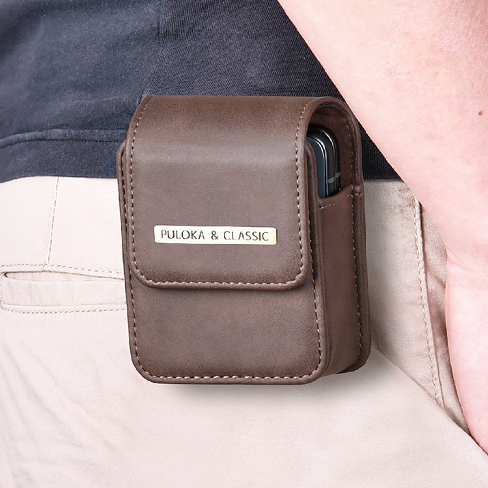 Luxurious Leather Pouch Belt Clip Holster Waist Bag for Galaxy Z Flip Series