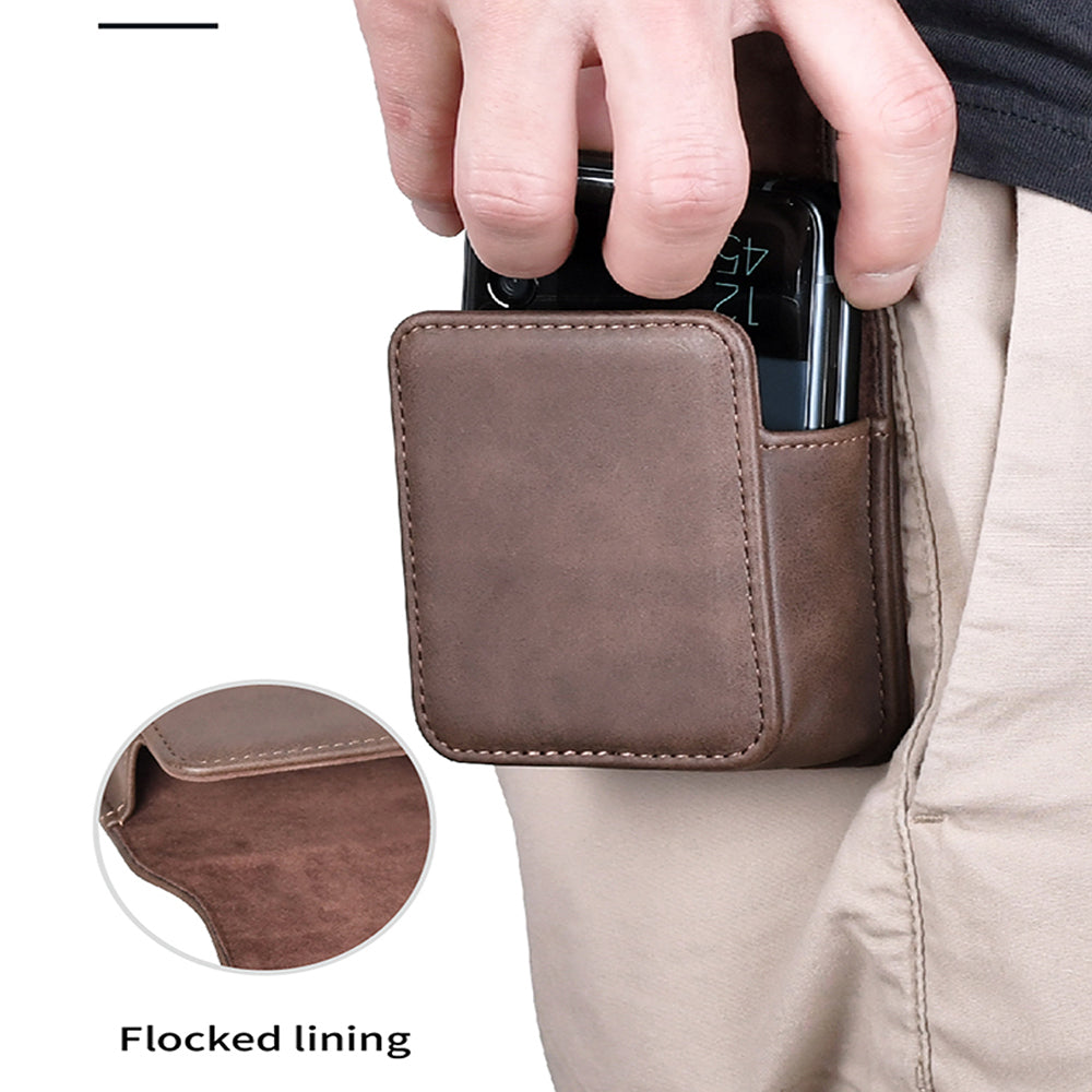 Luxurious Leather Pouch Belt Clip Holster Waist Bag for Galaxy Z Flip Series