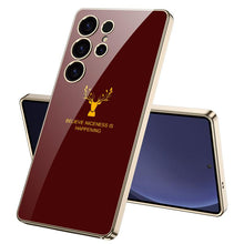 Load image into Gallery viewer, Galaxy S25 Ultra Luxurious Deer Pattern Inspirational Glass Case