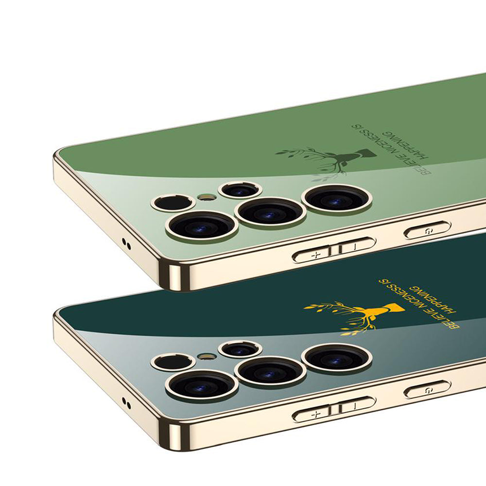 Galaxy S25 Ultra Luxurious Deer Pattern Inspirational Glass Case