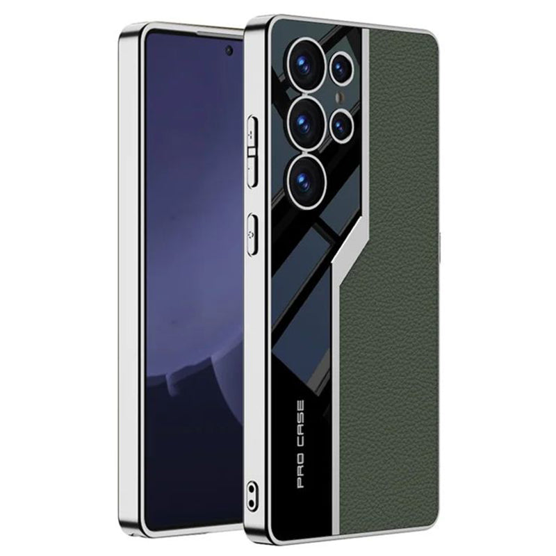 Galaxy S25 Ultra Thin Electroplated Leather Shockproof Blade Case