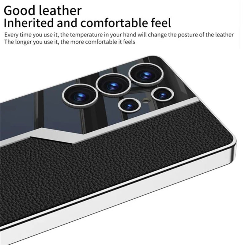 Galaxy S23 Ultra Thin Electroplated Leather Shockproof Blade Case
