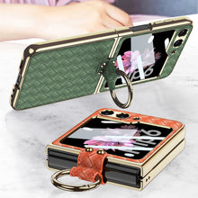 Load image into Gallery viewer, Galaxy Z Flip6 Luxury Leather Folding with Ring Stand Back Case