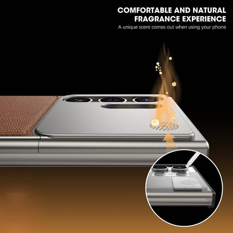 Galaxy S24 Ultra Aluminum Metal Leather Frameless Design Bumper with Magsafe Case