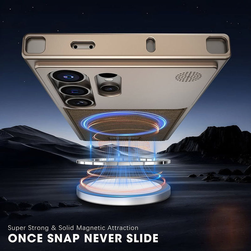 Galaxy S24 Ultra Aluminum Metal Leather Frameless Design Bumper with Magsafe Case