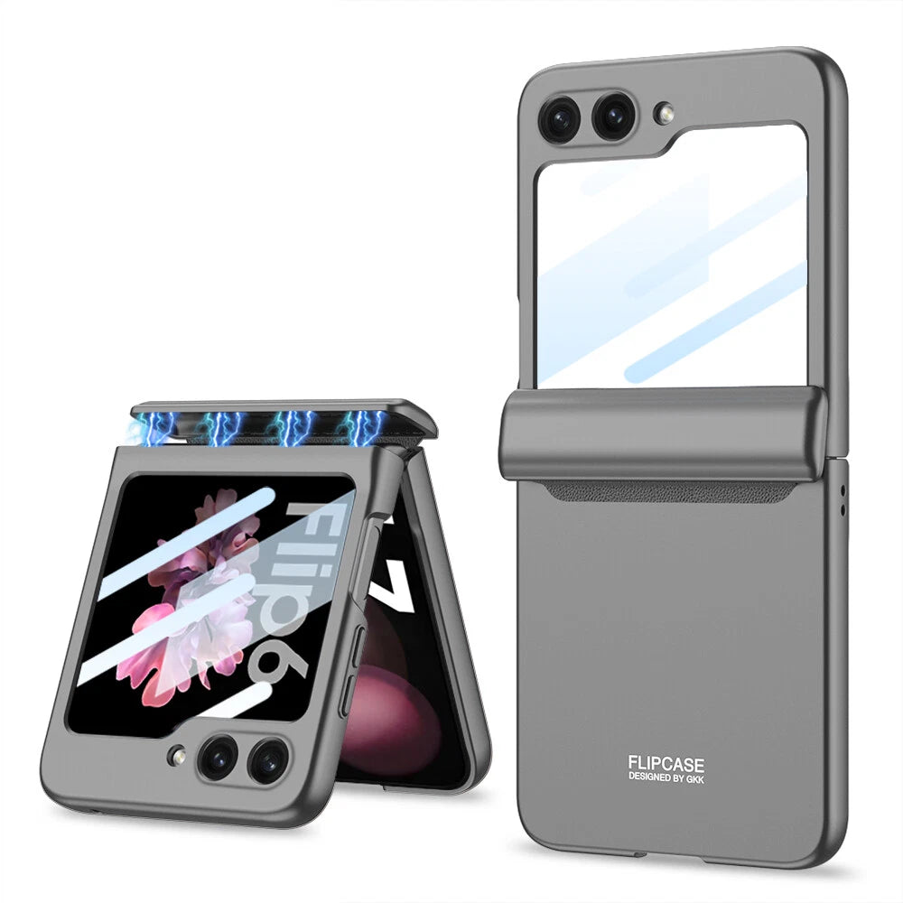 Galaxy Z Flip7 Magnetic Hinge Full Protection With Front Glass Case