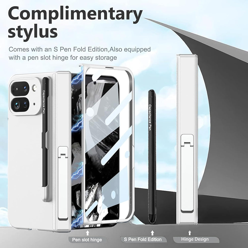Google Pixel 9 Pro Fold Case with Stylus Pen Holder, S Pen Support, Kickstand & Built-in Screen Protector