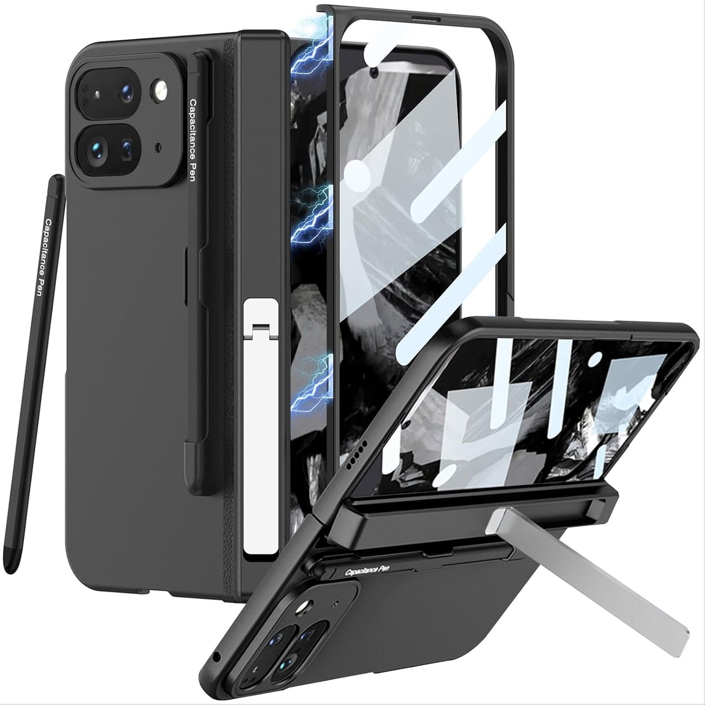 Google Pixel 9 Pro Fold Case with Stylus Pen Holder, S Pen Support, Kickstand & Built-in Screen Protector