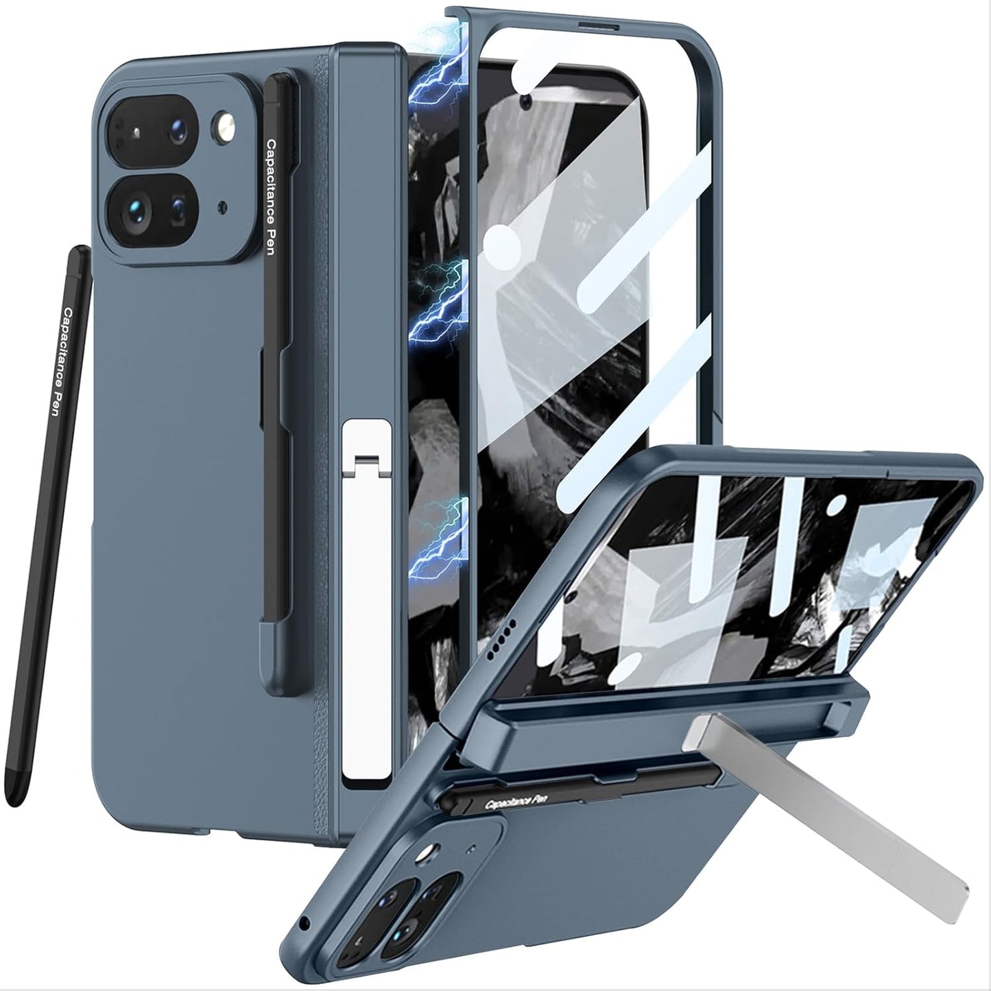 Google Pixel 9 Pro Fold Case with Stylus Pen Holder, S Pen Support, Kickstand & Built-in Screen Protector
