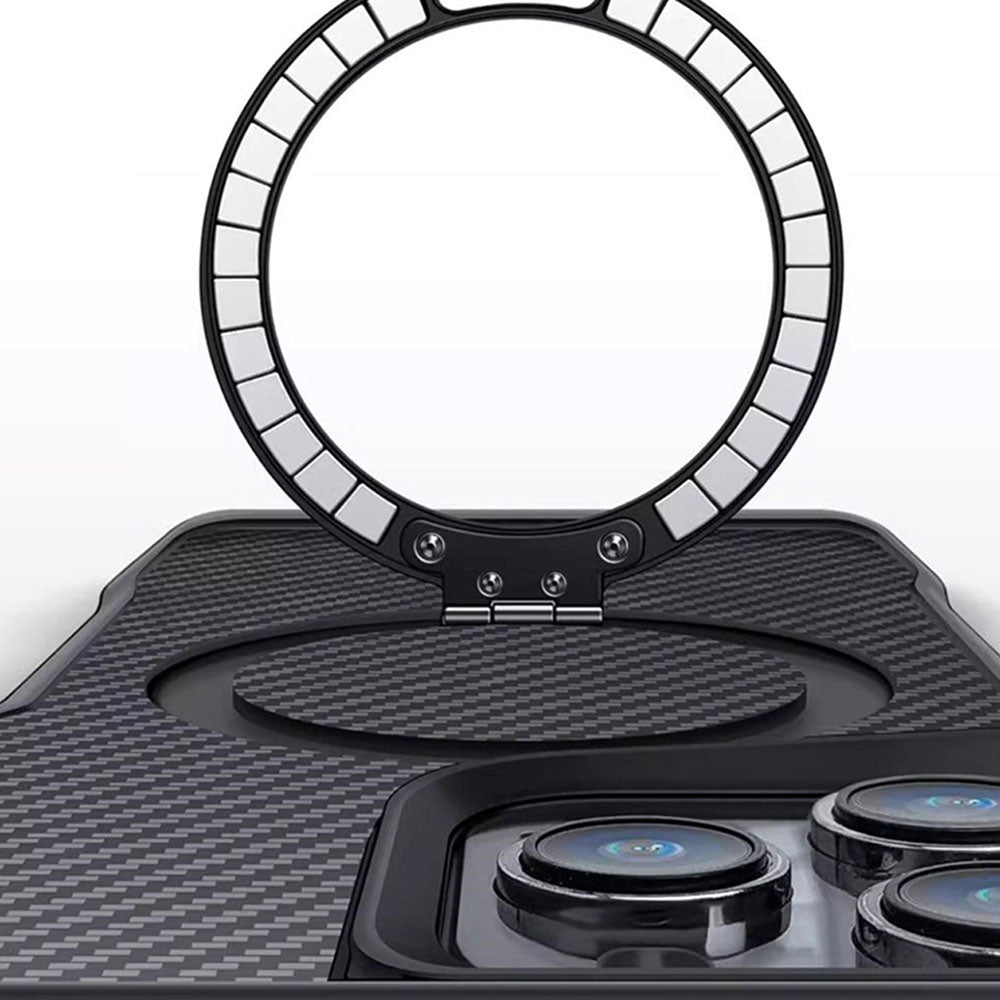 iPhone 17 Series Easy Grip Carbon Texture With Ring Case