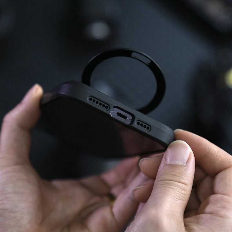 iPhone 17 Series Easy Grip Carbon Texture With Ring Case