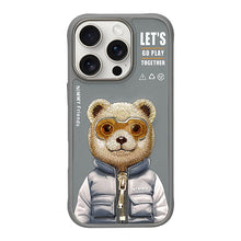 Load image into Gallery viewer, iPhone 16 Series Official Nimmy Cool & Handsome Cat Embroidery Jacket Case - Titanium Gray