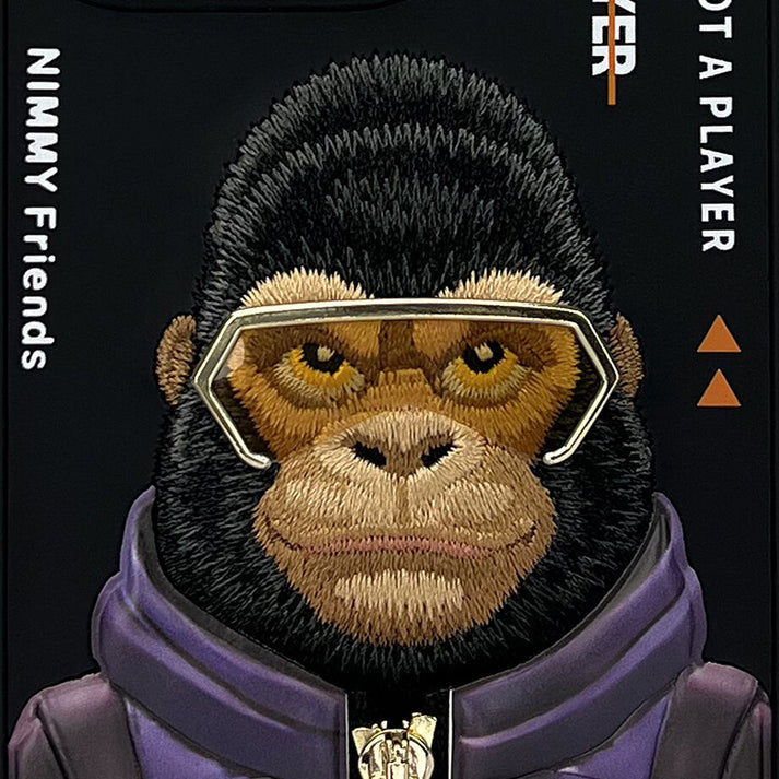 iPhone 16 Series Official Nimmy Gorilla Cool Embroidery Case- BLACK GORILLA