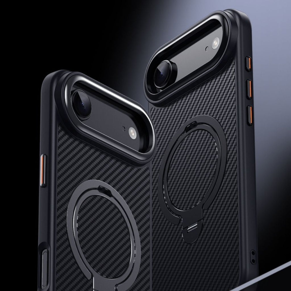 iPhone 17 Series Easy Grip Carbon Texture With Ring Case