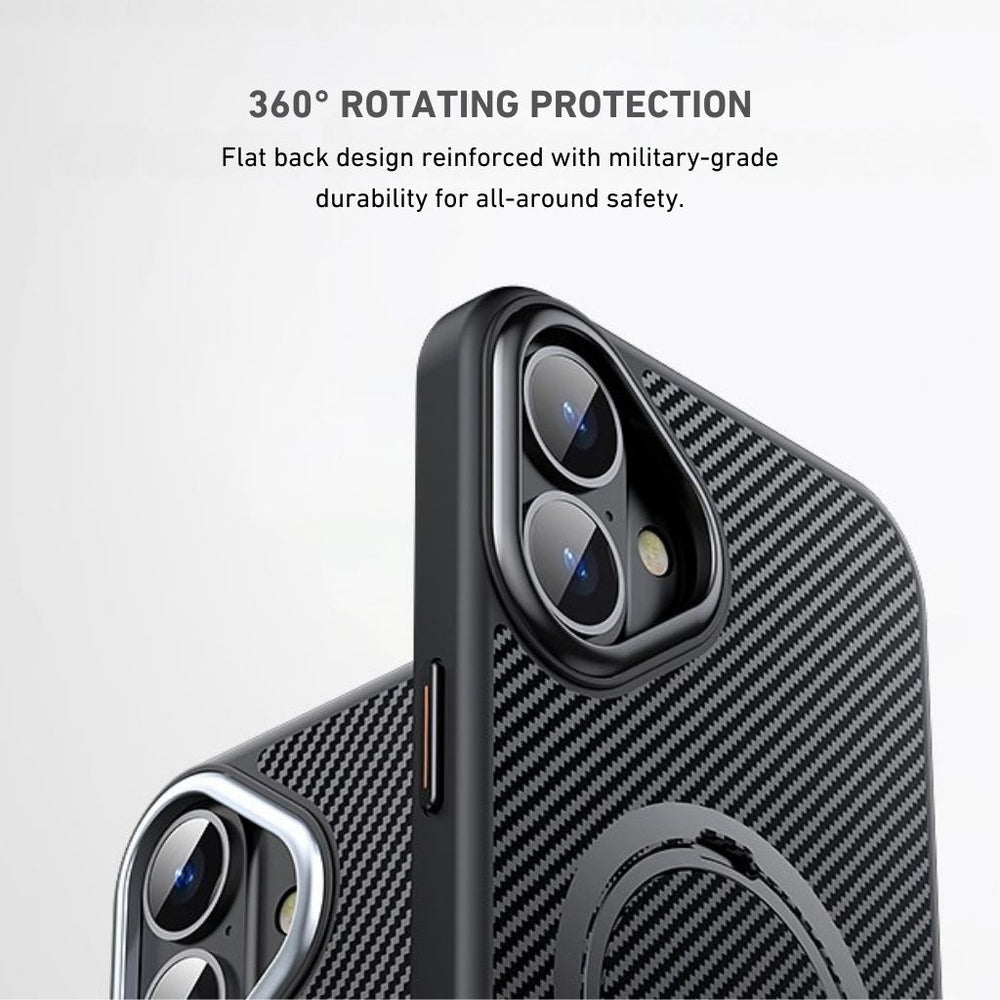 iPhone 17 Series Easy Grip Carbon Texture With Ring Case