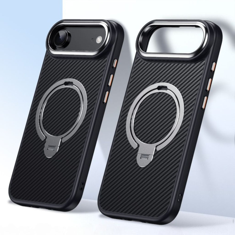 iPhone 17 Series Easy Grip Carbon Texture With Ring Case