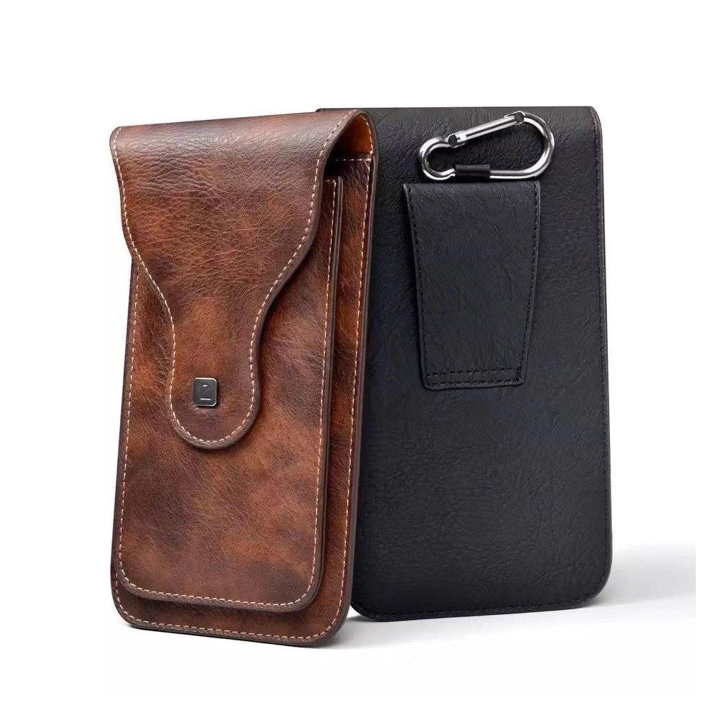 Luxurious Leather Pouch Belt Clip Holster Waist Double Layer Mobile Phone Bag
