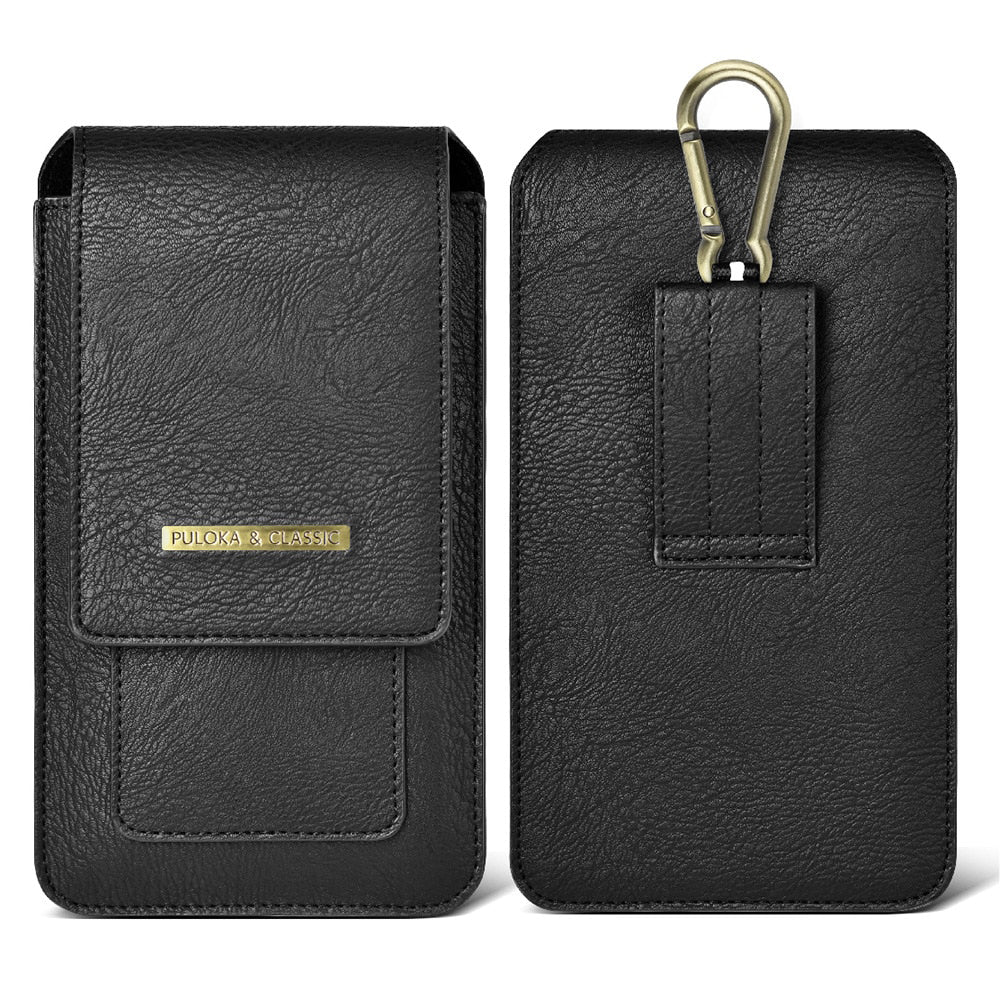 Luxurious Leather Pouch Belt Clip Holster Waist Double Layer Mobile Phone Bag