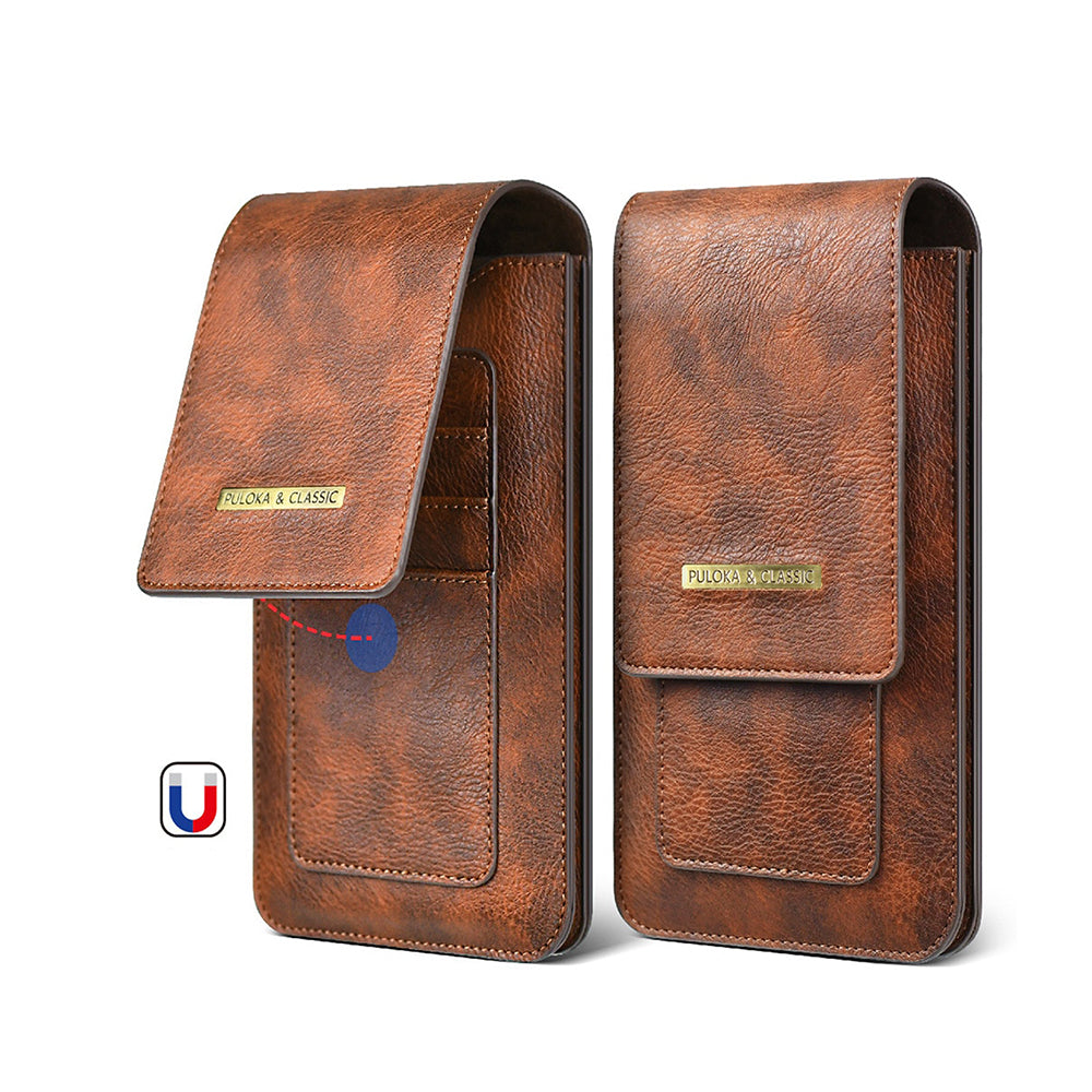 Luxurious Leather Pouch Belt Clip Holster Waist Double Layer Mobile Phone Bag