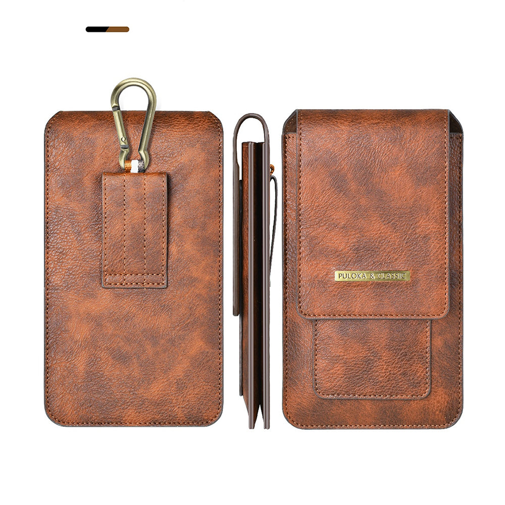 Luxurious Leather Pouch Belt Clip Holster Waist Double Layer Mobile Phone Bag