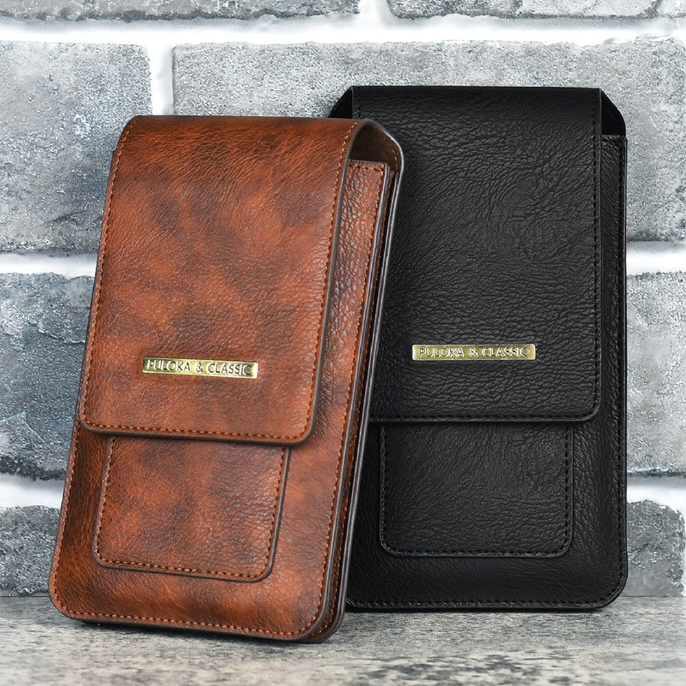 Luxurious Leather Pouch Belt Clip Holster Waist Double Layer Mobile Phone Bag