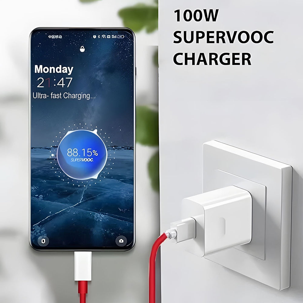 OnePlus 100W Ultra Fast Charger with Type-C SUPERVOOC Cable – Dash Charge Supported