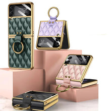 Load image into Gallery viewer, Galaxy Z Flip4 Luxury Leather Folding with Ring Stand Back Case