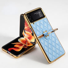 Load image into Gallery viewer, Galaxy Z Flip4 Luxury Leather Folding with Ring Stand Back Case