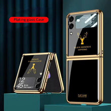 Load image into Gallery viewer, Galaxy Z Flip4 Luxurious Deer Pattern Inspirational Glass Case