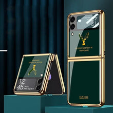 Load image into Gallery viewer, Galaxy Z Flip3 Luxurious Deer Pattern Inspirational Glass Case