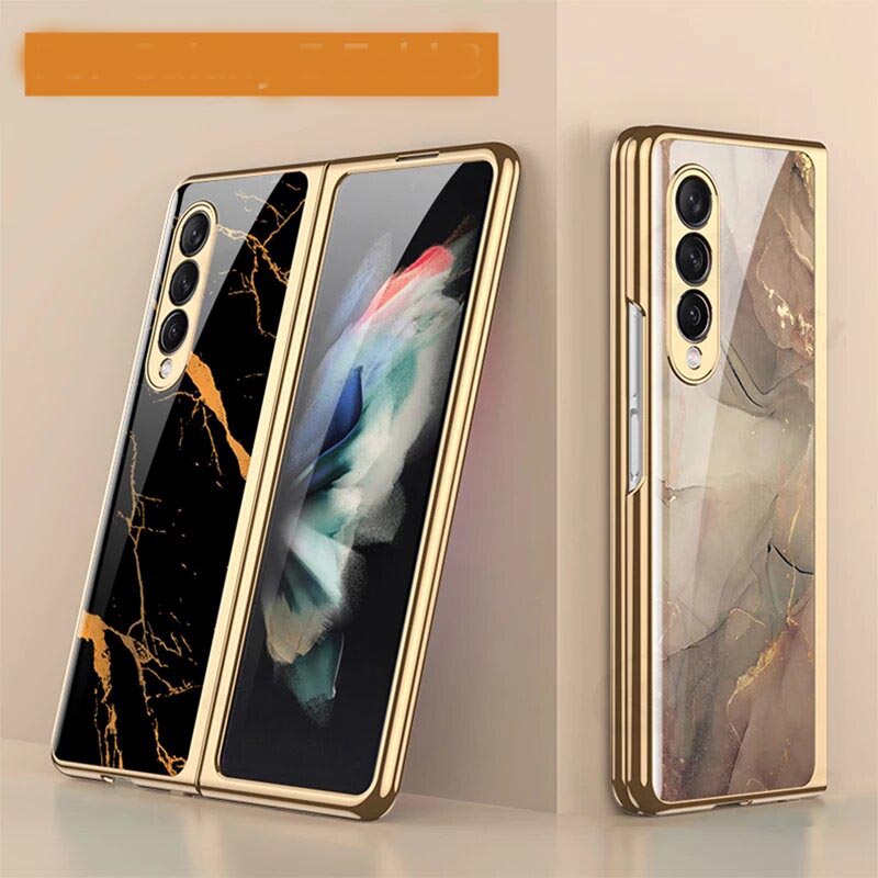 Galaxy Z Fold4 Marble Pattern Glass Case