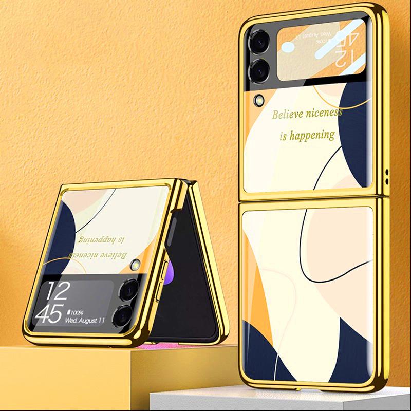 Galaxy Z Flip4 Bubble Pattern Inspirational Glass Case