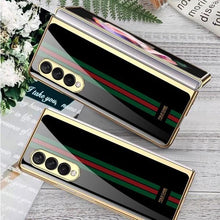 Load image into Gallery viewer, Galaxy Z Fold4 Premium Striped Glass Back Case