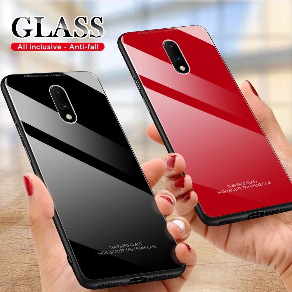 OnePlus 7 Glass Hard Ultra High Protection Case- Red