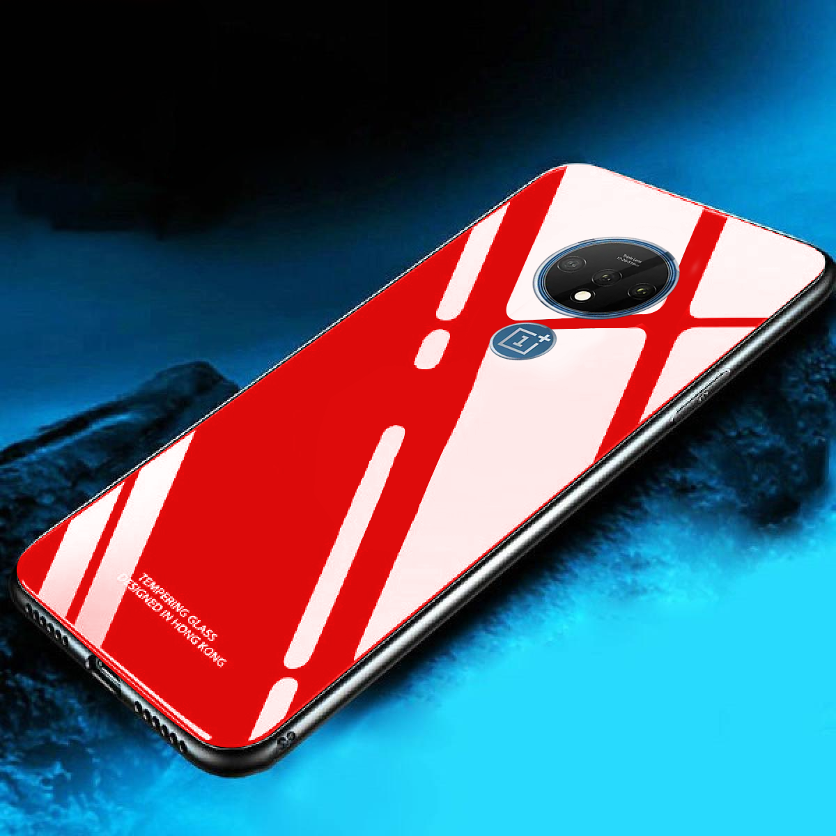 OnePlus 7T Glass Hard Ultra High Protection Case- Red