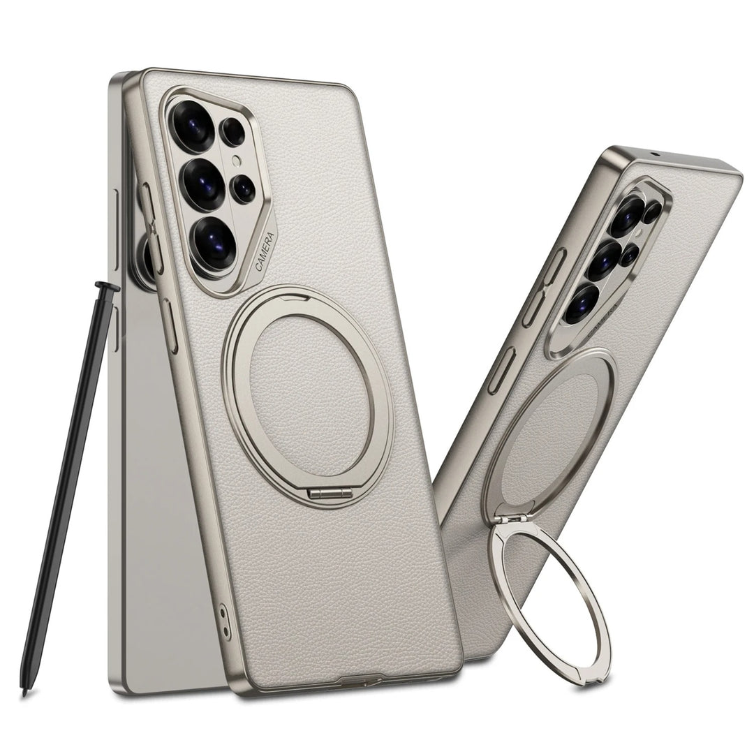 Galaxy S25 Ultra Premium Leather Case – Metal Kickstand | Slim & Stylish