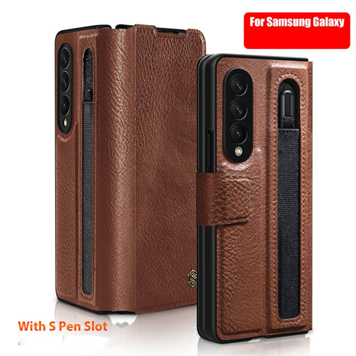 Nillkin ® Galaxy Z Fold4 Luxury PU Leather With Pen Pocket Flip Case