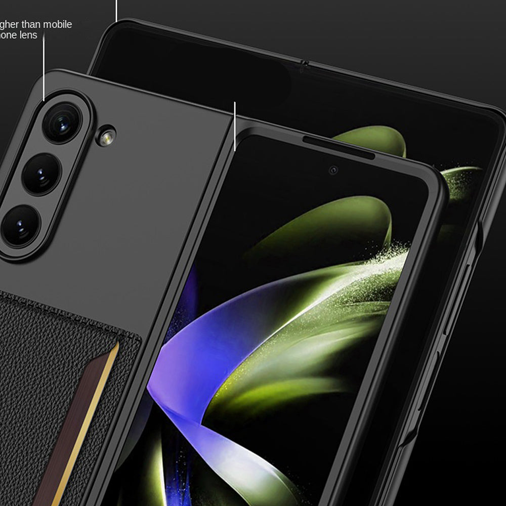Galaxy Z Fold5 With Card Holder Leather Stand Protective Case