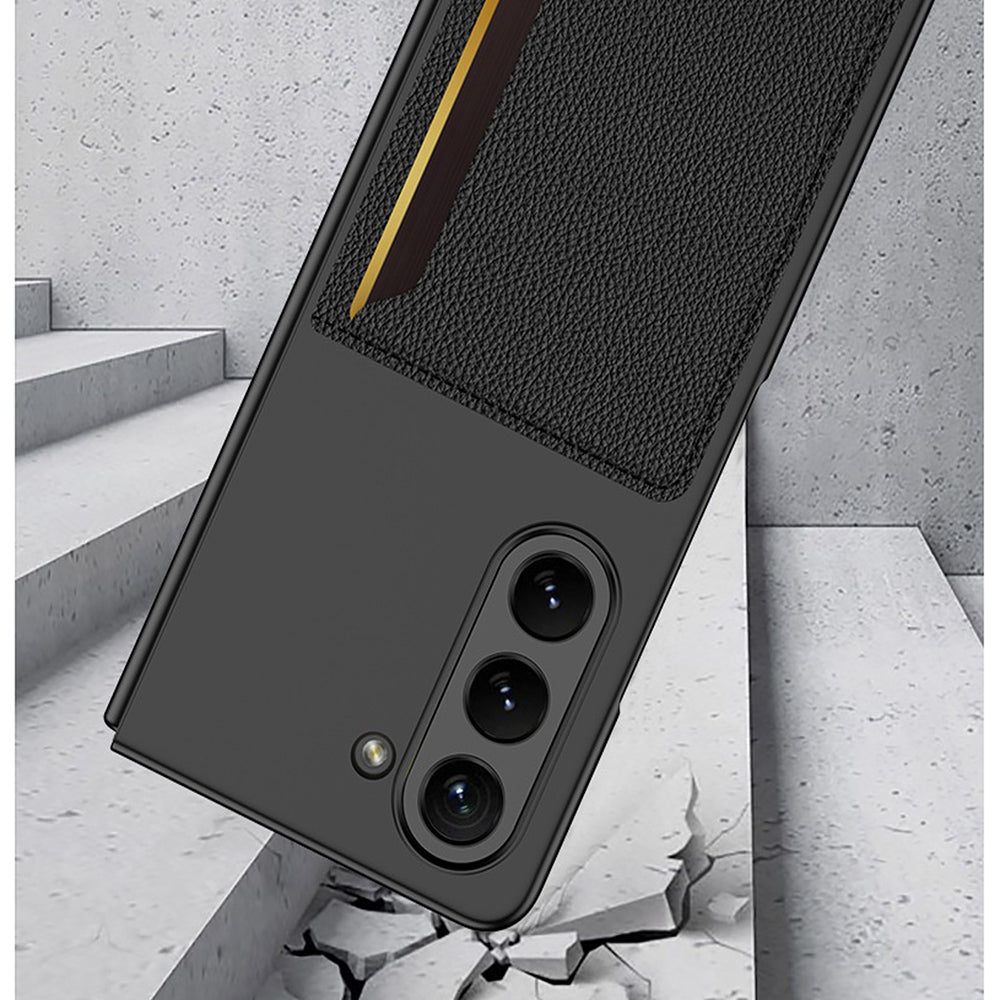 Galaxy Z Fold5 With Card Holder Leather Stand Protective Case