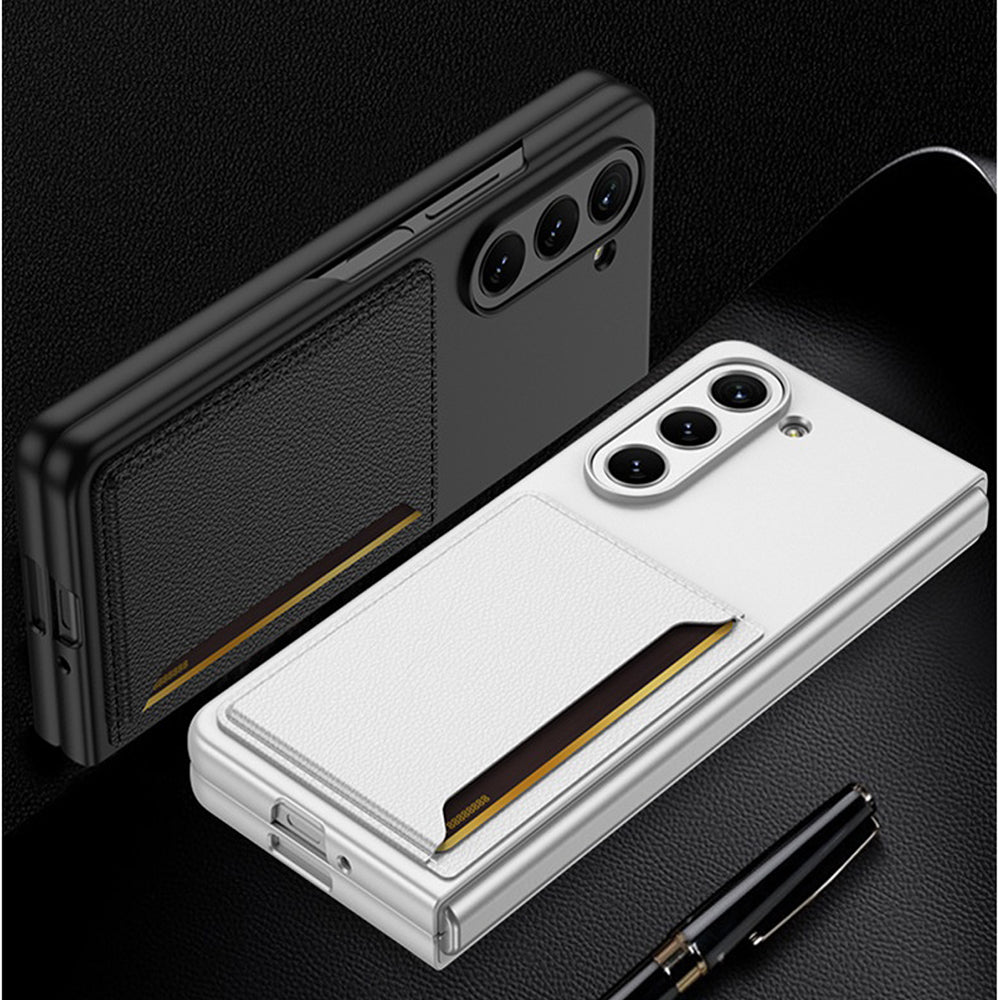 Galaxy Z Fold5 With Card Holder Leather Stand Protective Case